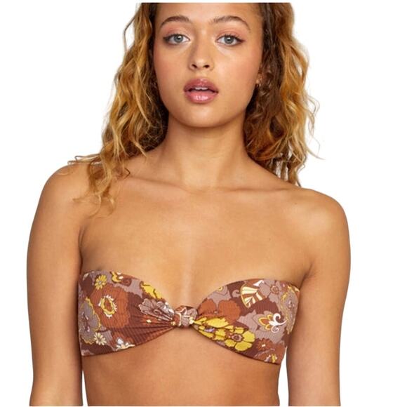 RVCA Other - NWT RVCA Bandeau Swim Top Women's Size 8 Earth Bloom S Floral Removable Straps